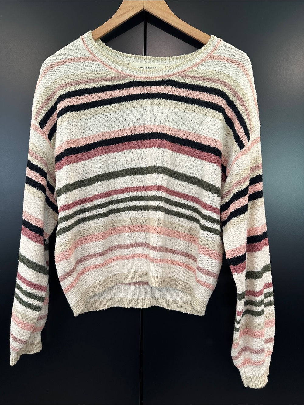 Saltwater‎ Luxe Ronnie Striped Crewneck Sweater Pink Green Anthropologie S NEW